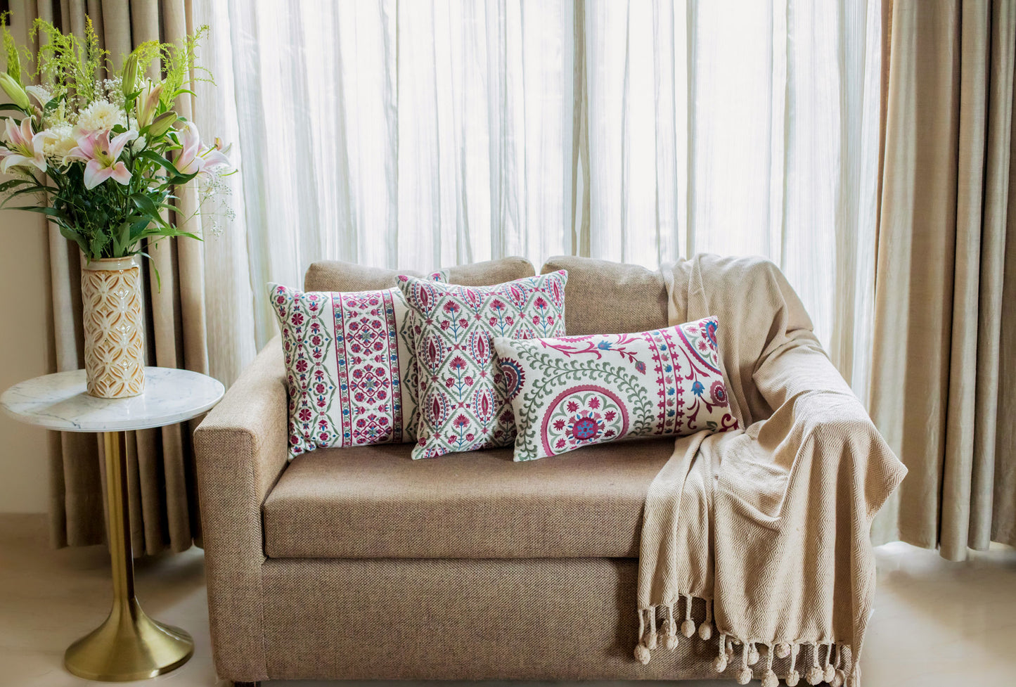 Nurata Suzani Embroidered Cushion Cover