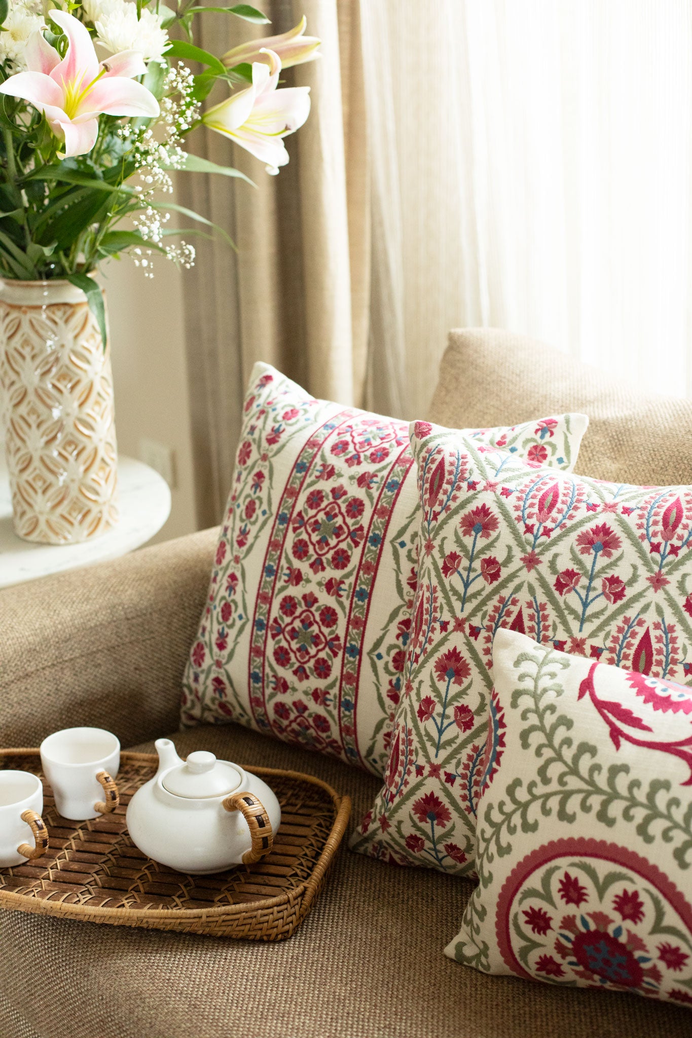 Nurata Suzani Embroidered Cushion Cover