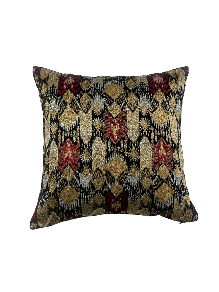 Opulence Ikat Embroidered Black Square Cushion Cover