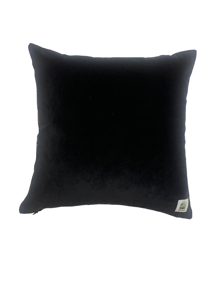 Opulence Ikat Embroidered Black Square Cushion Cover