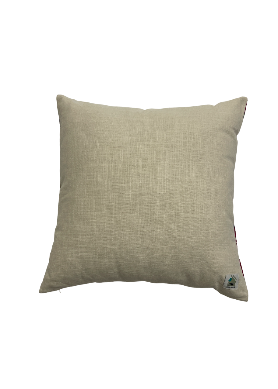Balangir Ikat Embroidered Natural Beige Cushion Cover