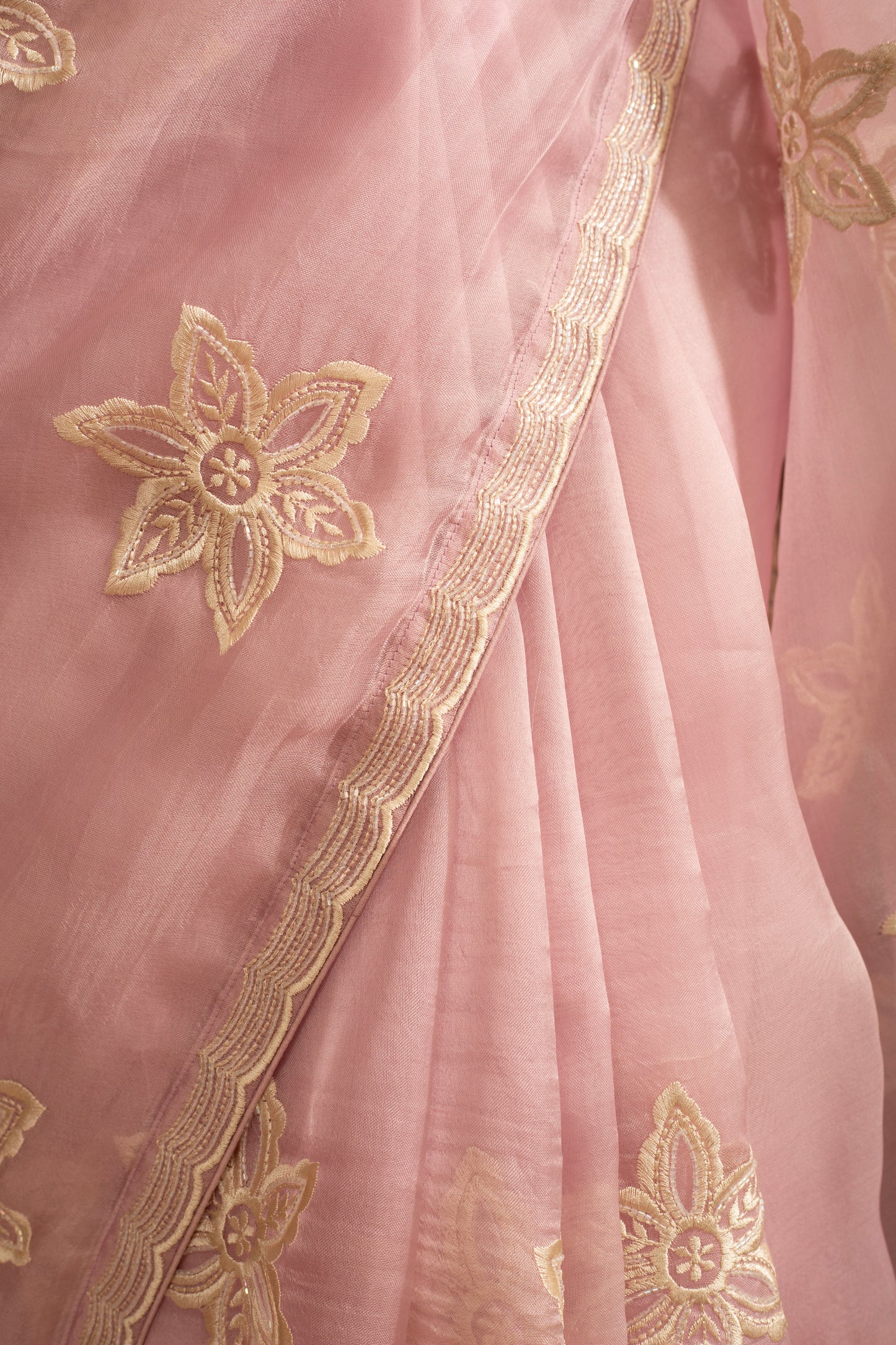 Nargis Lilac Pure Silk Organza Saree Embroidered with Bead Work
