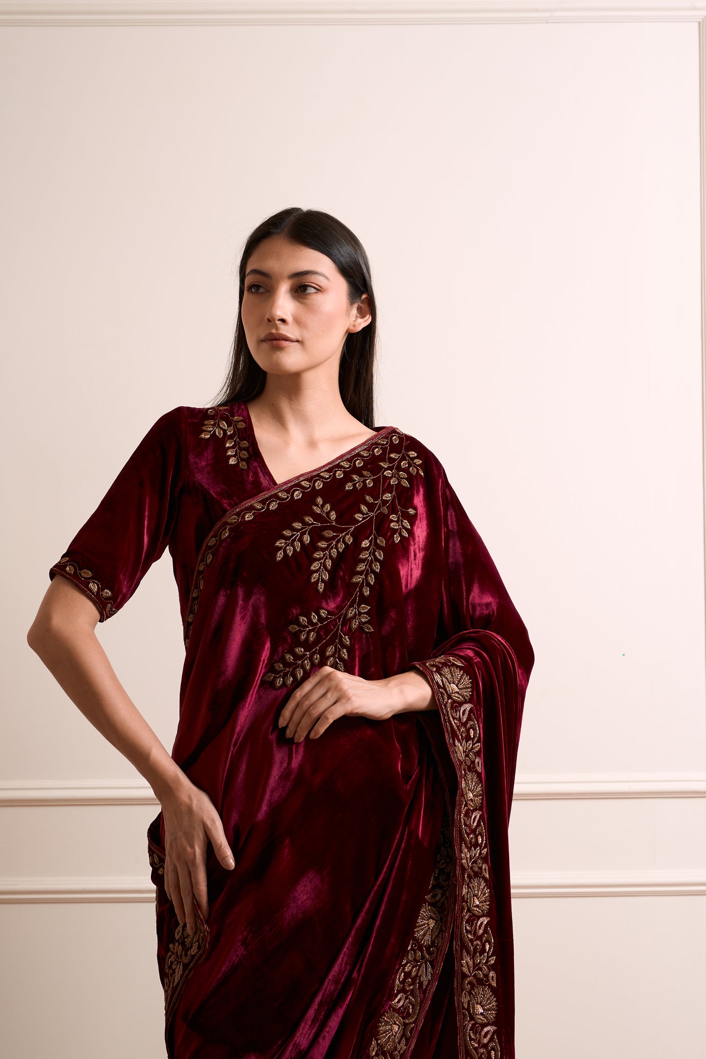Mogra Wine Saree