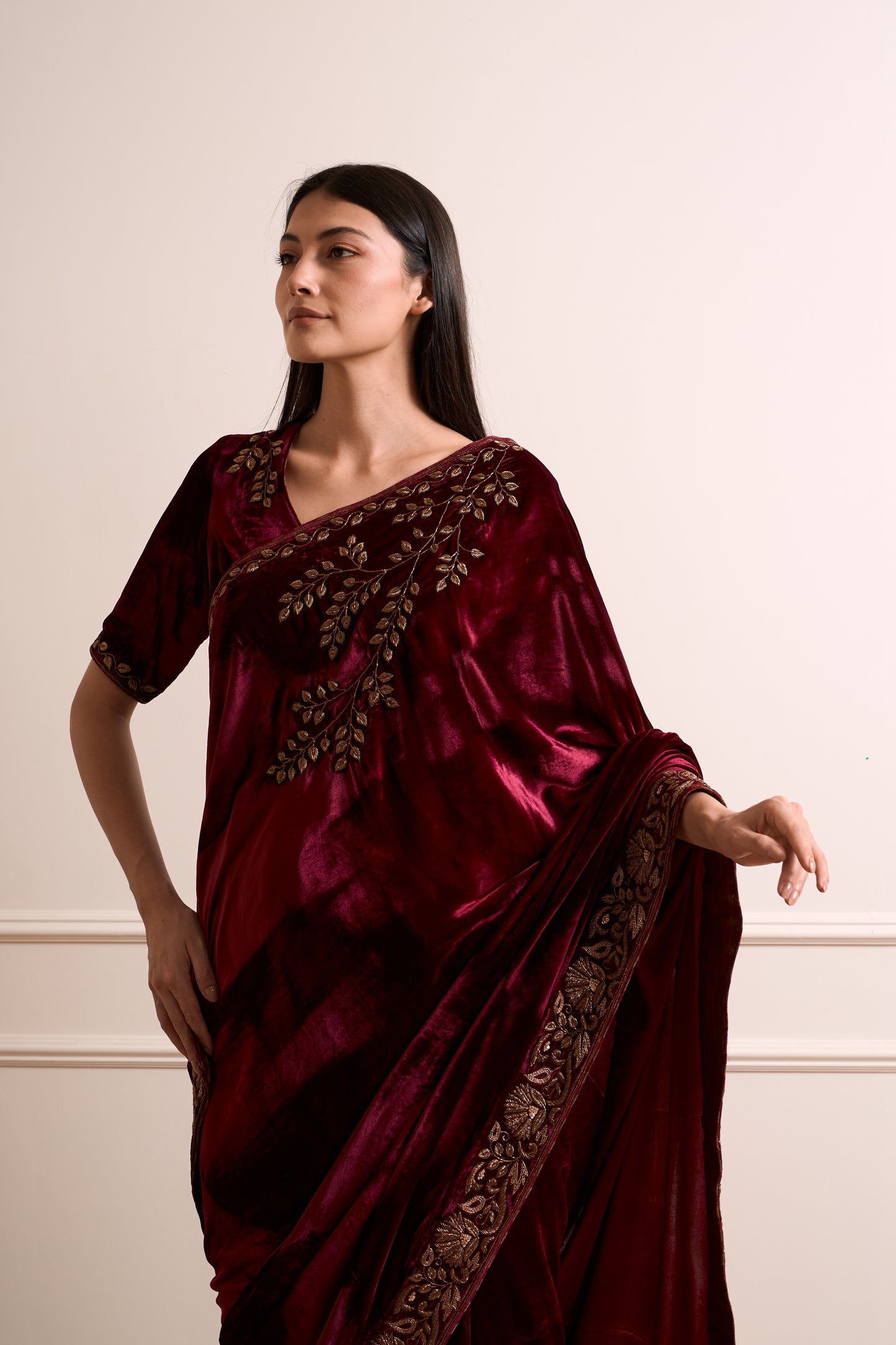 Mogra Wine Saree