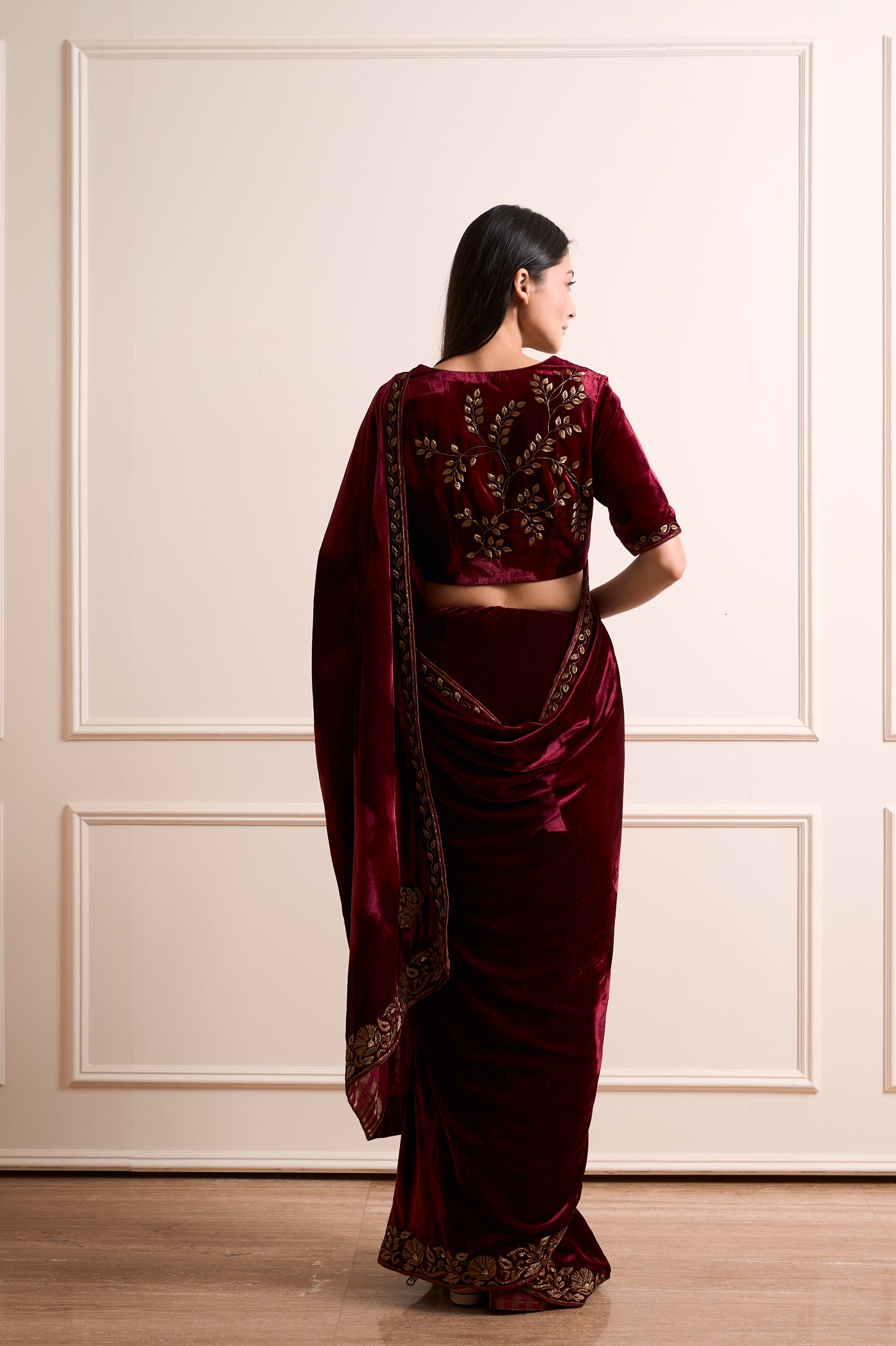 Mogra Wine Saree