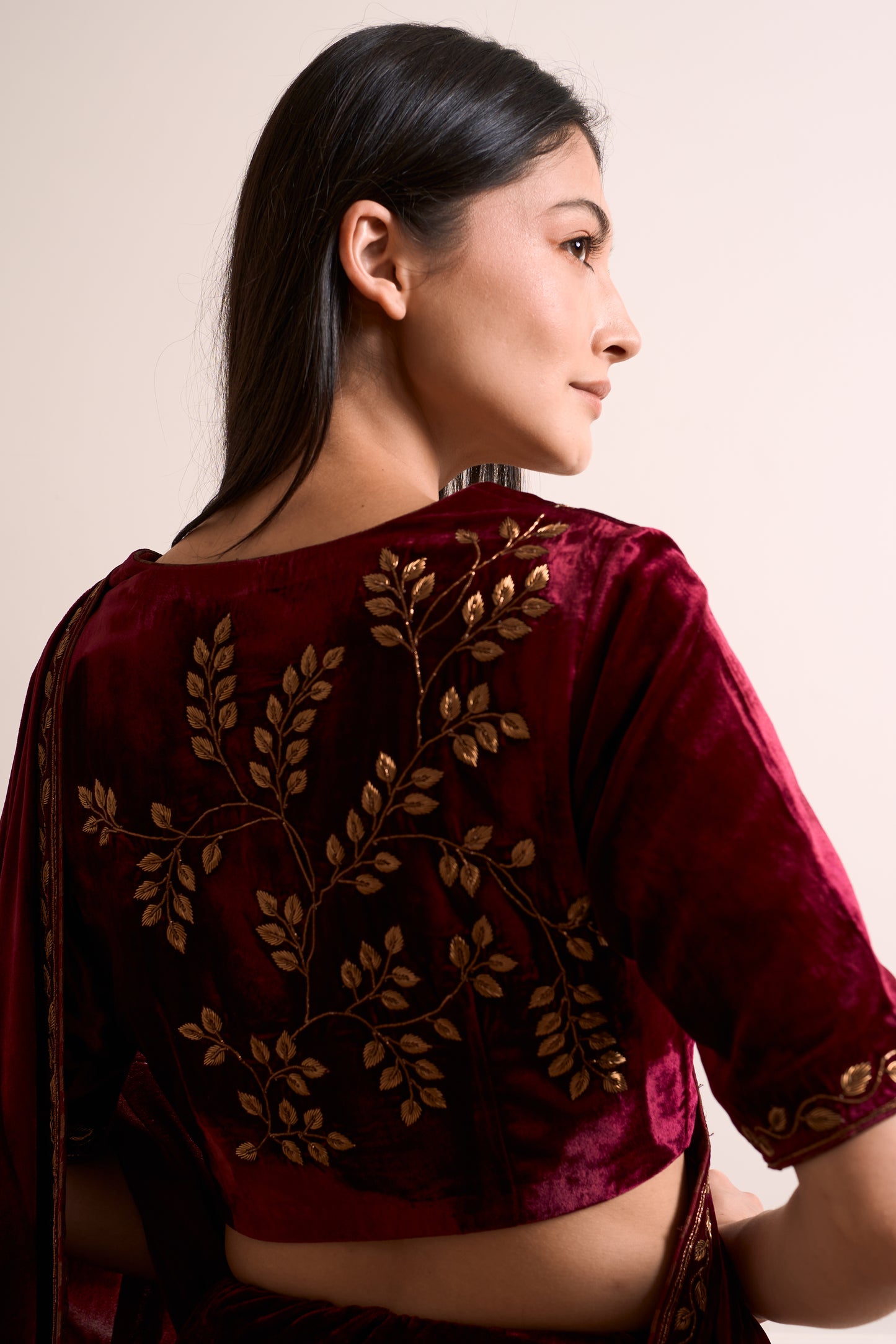 Mogra Wine Saree