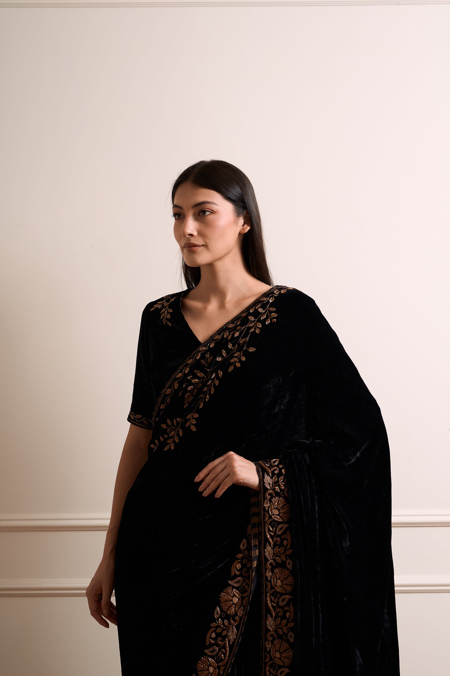 Mogra Black Saree