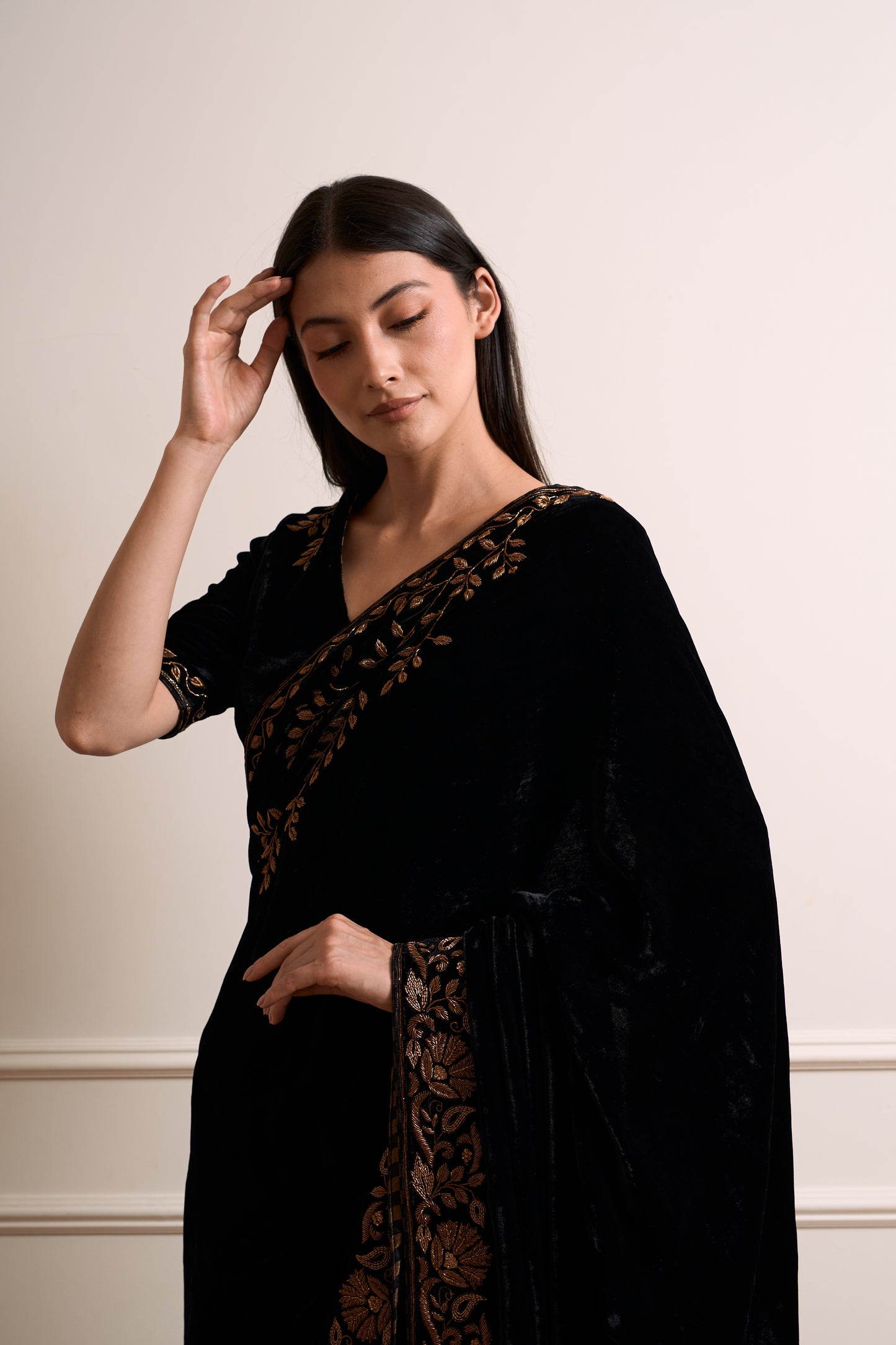 Mogra Black Saree