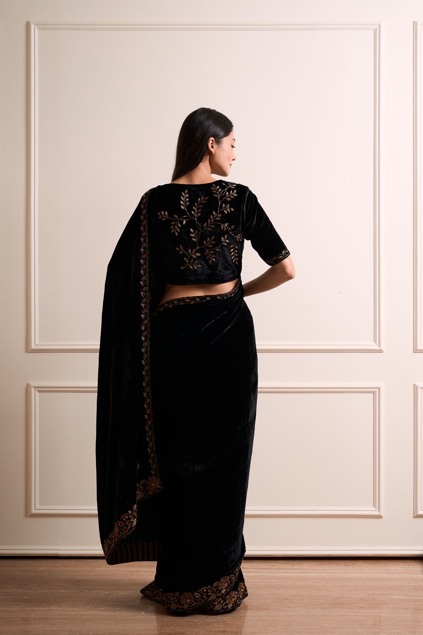 Mogra Black Saree