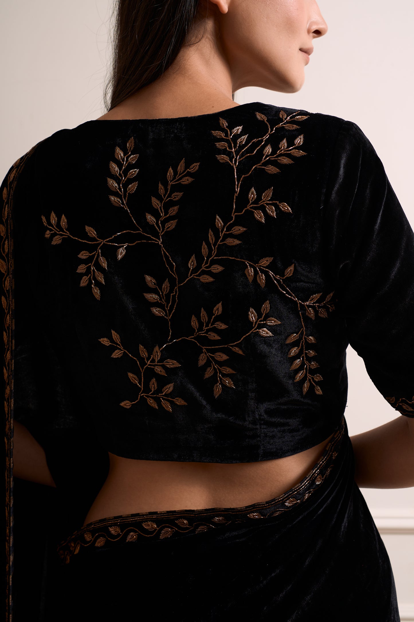 Mogra Black Saree