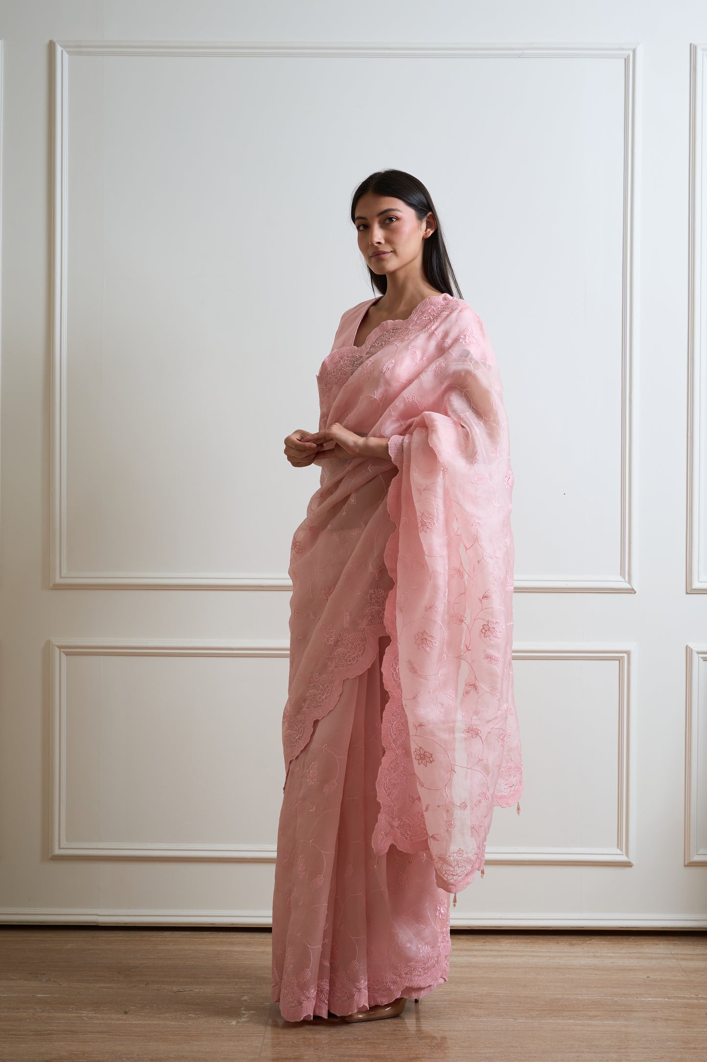 Mehak Blush Pink Tone on Tone Organza Saree