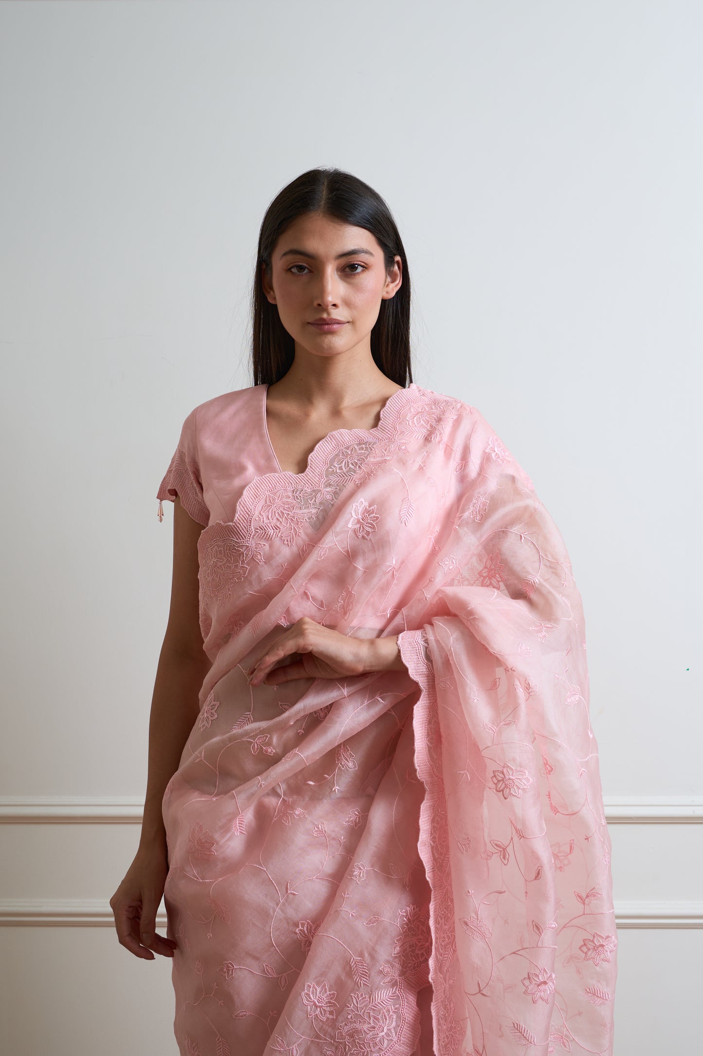 Mehak Blush Pink Tone on Tone Organza Saree