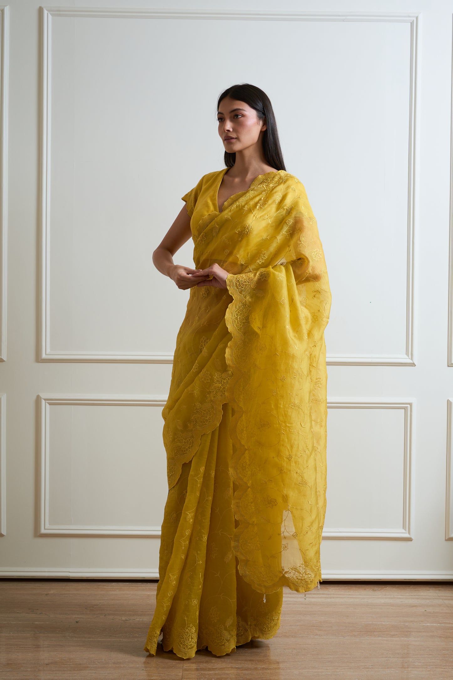 Mehak Lime Tone on Tone Organza Saree