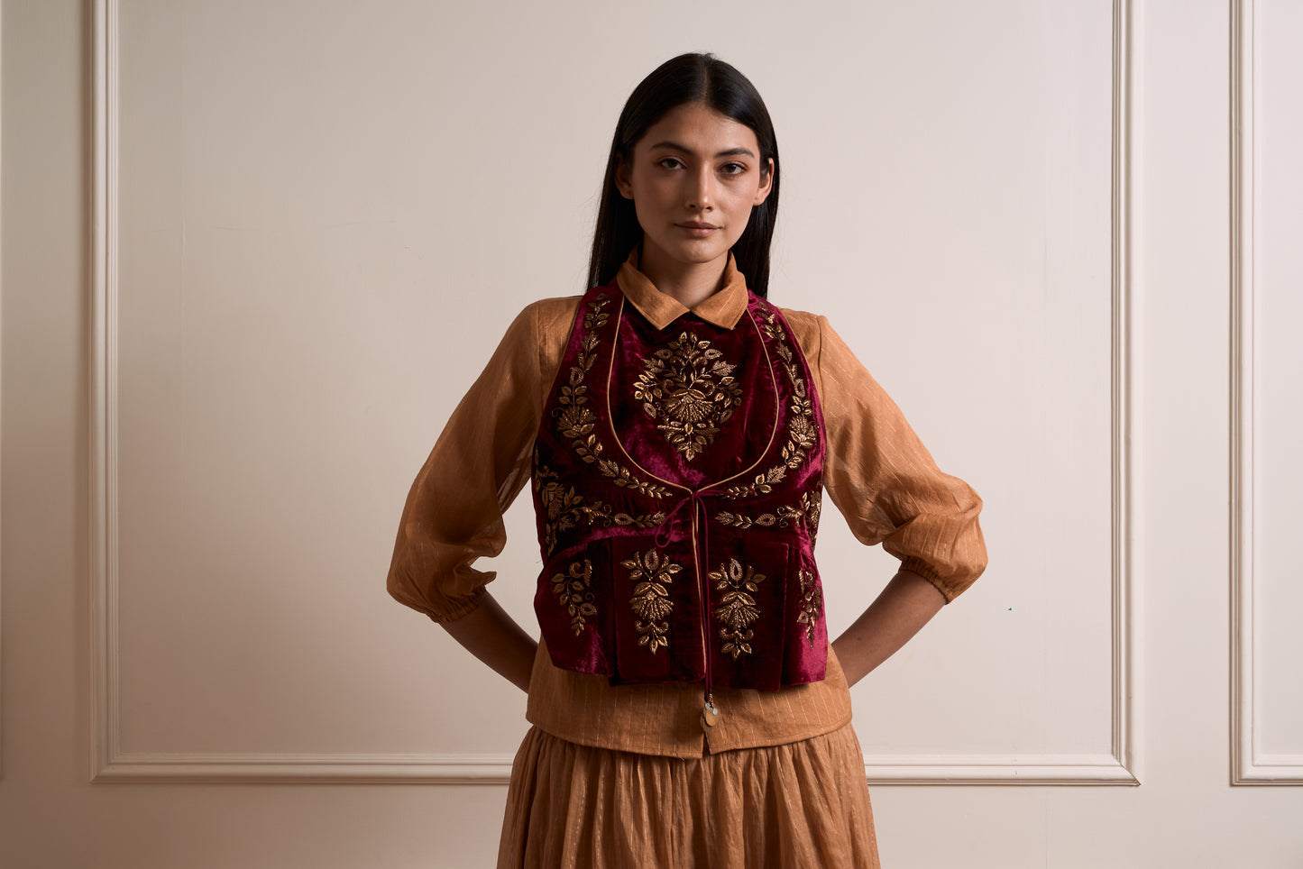 Gulmohar Wine Waist Coat