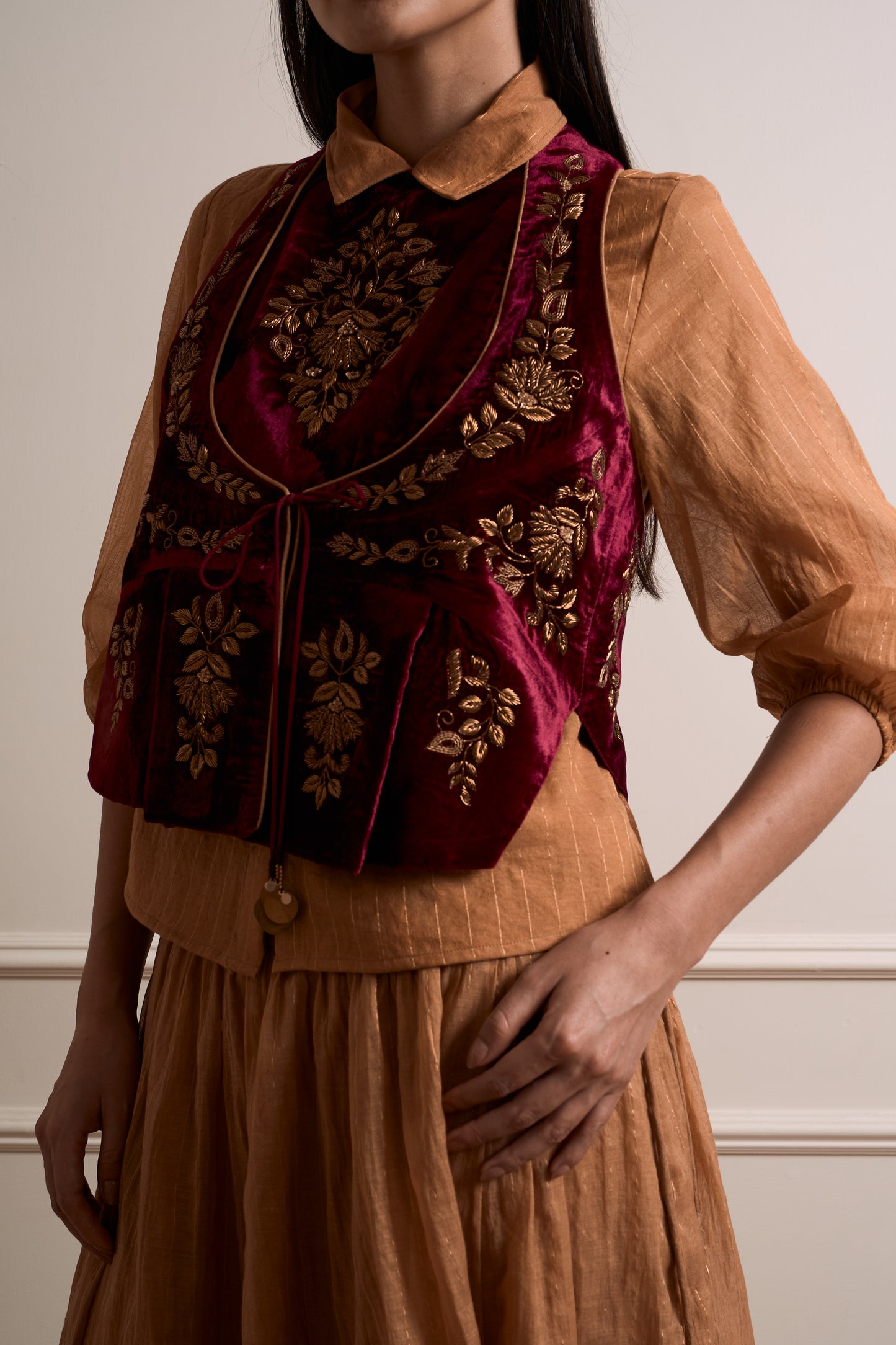 Gulmohar Wine Waist Coat