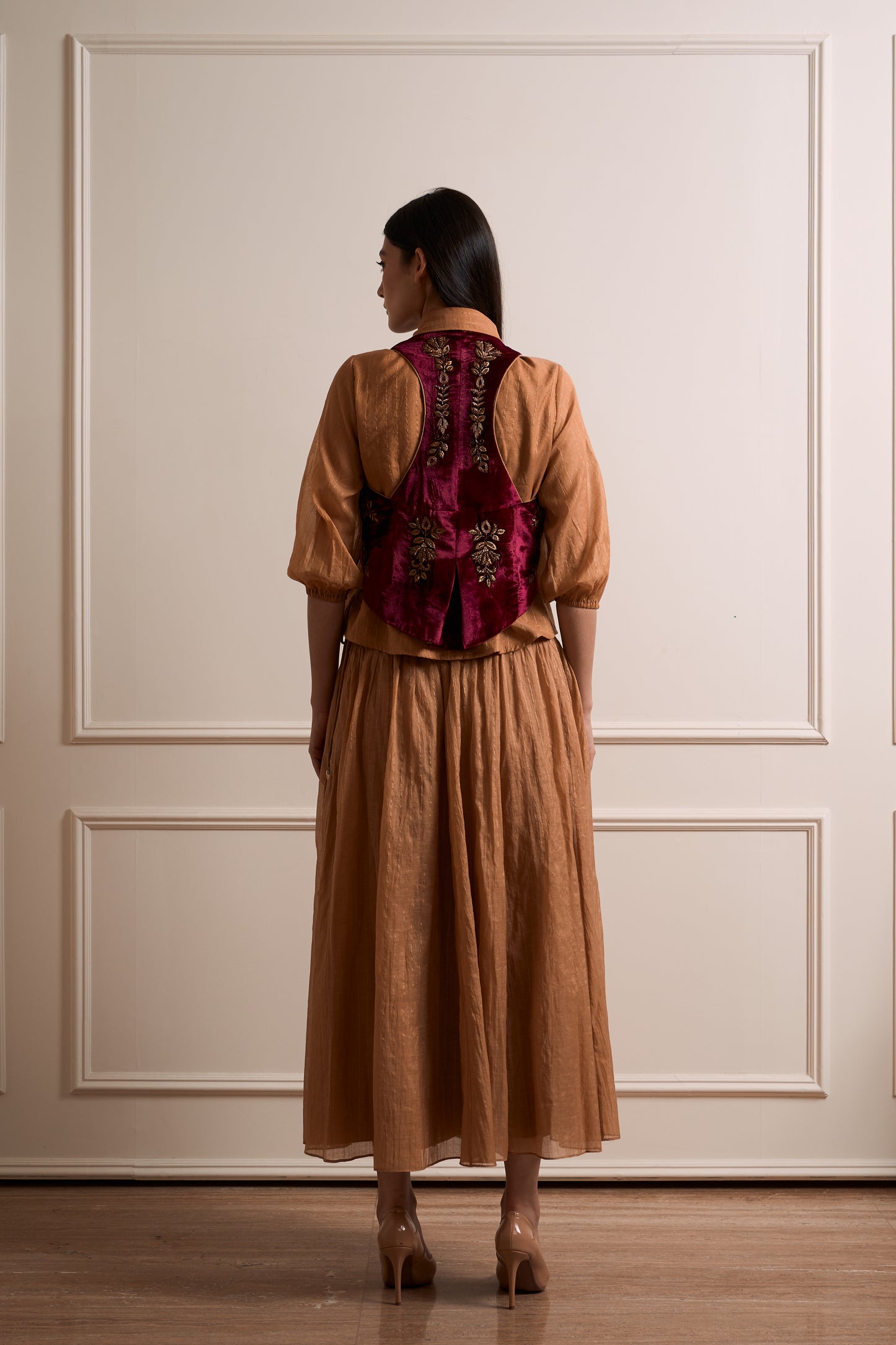 Gulmohar Wine Waist Coat