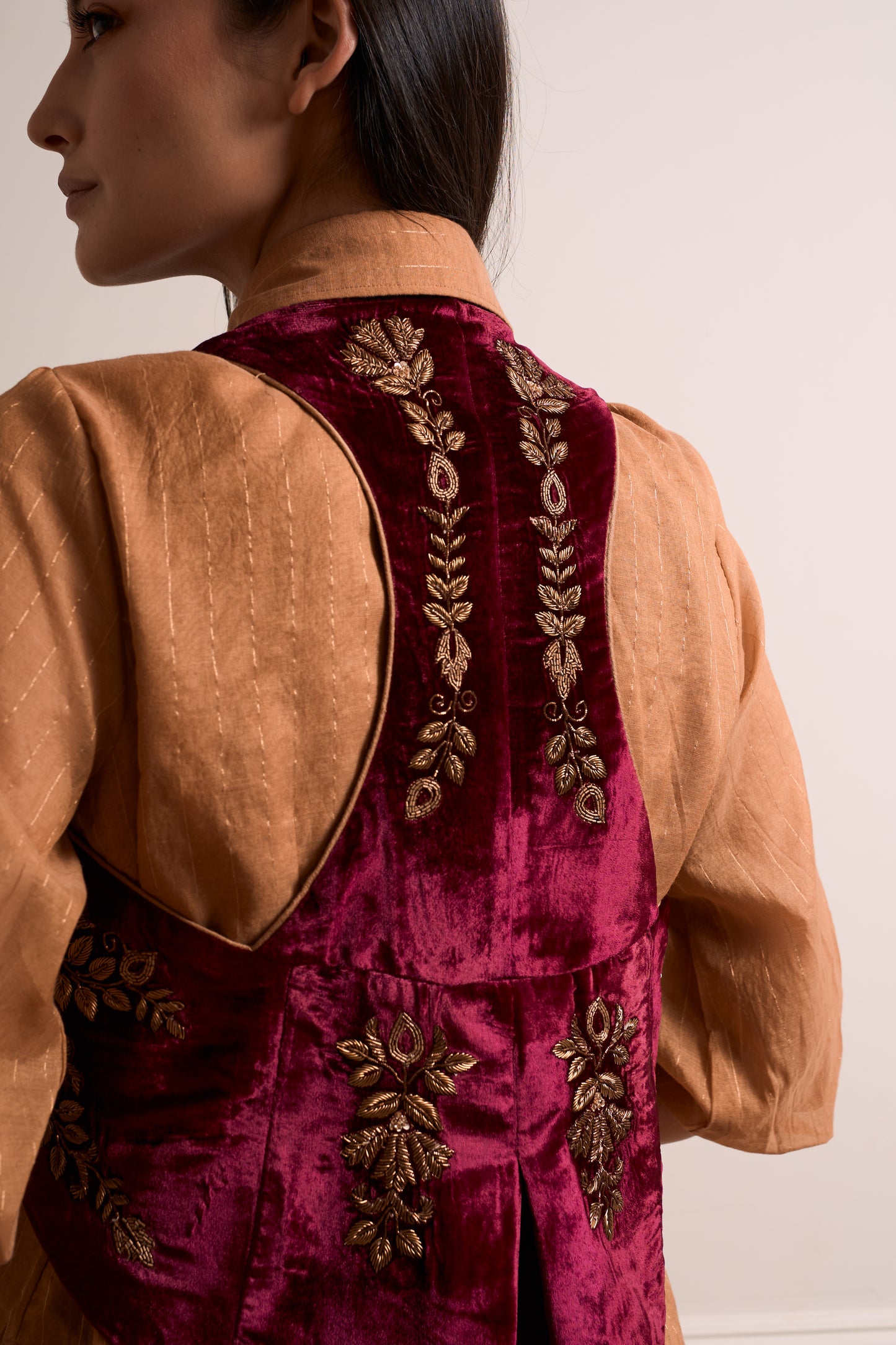 Gulmohar Wine Waist Coat