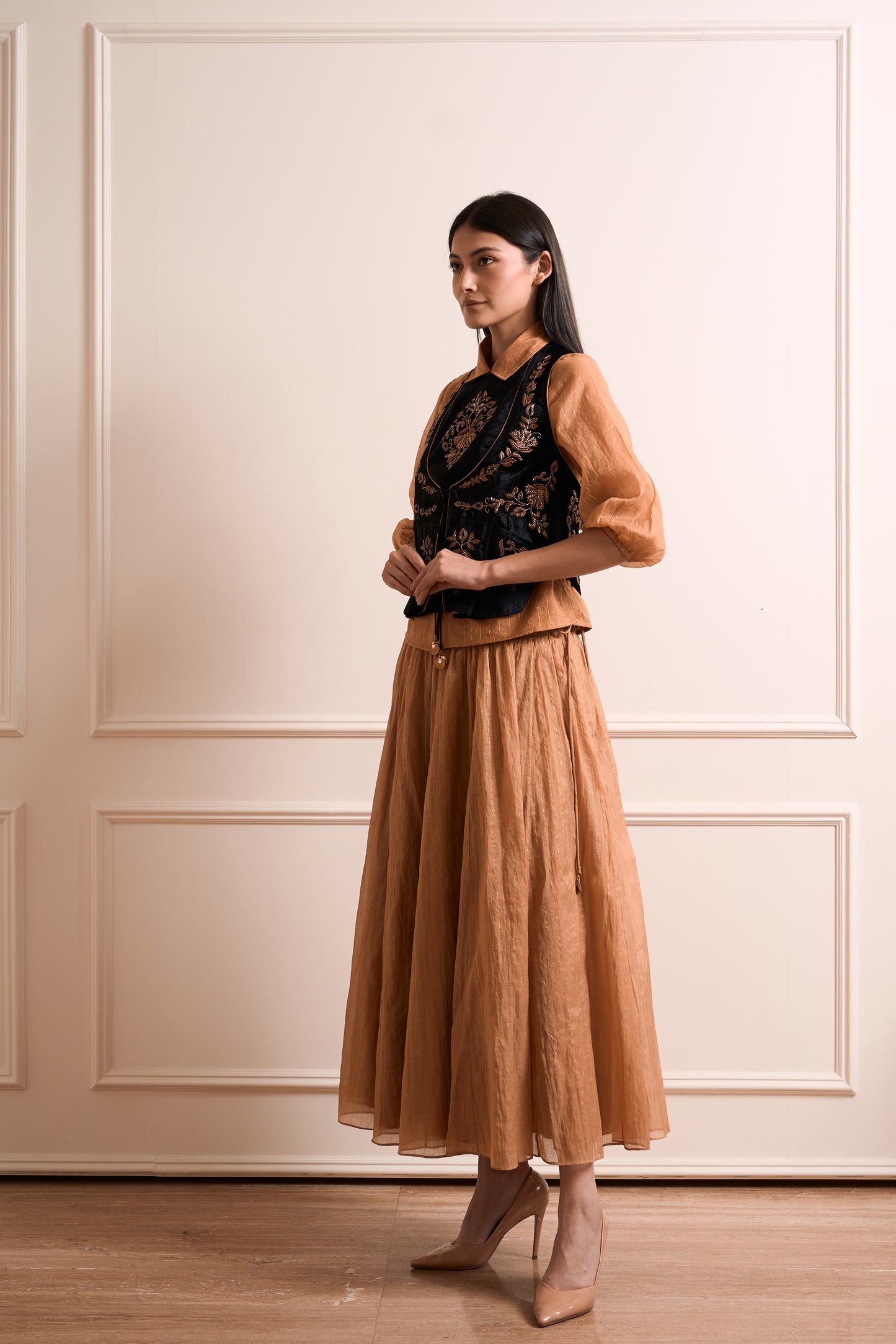Gulmohar Black Waist Coat