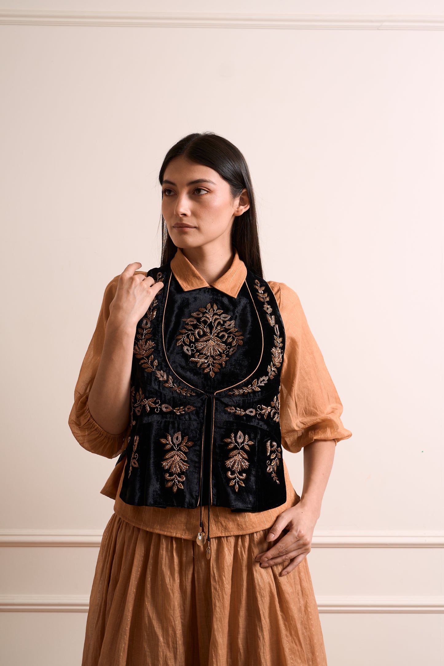 Gulmohar Black Waist Coat