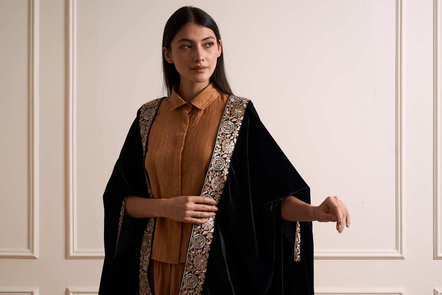 Black Zari Embroidered Shrug