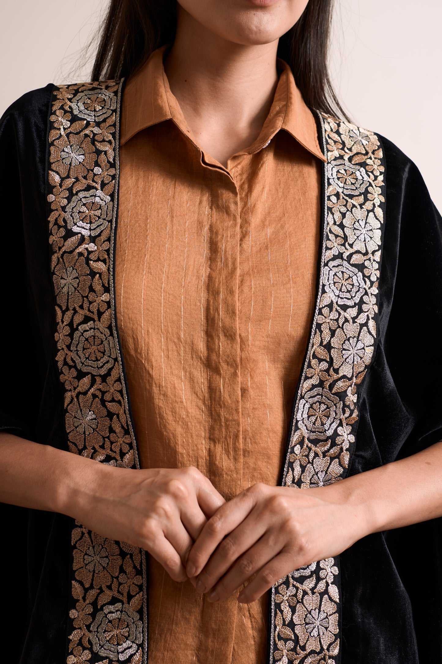 Black Zari Embroidered Shrug