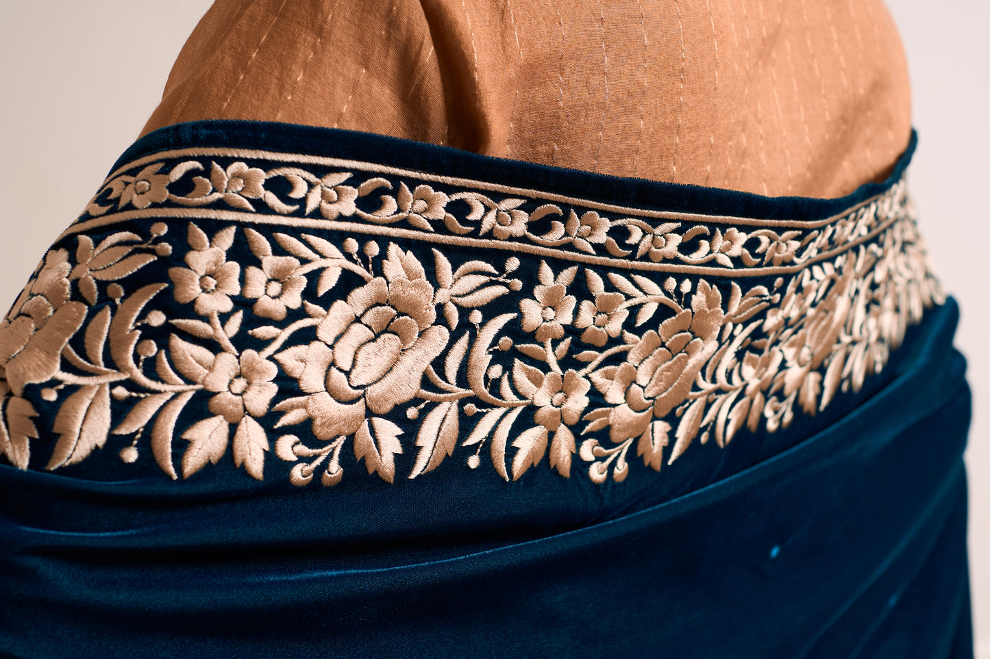 Prussian Blue Thread Embroidery Shrug
