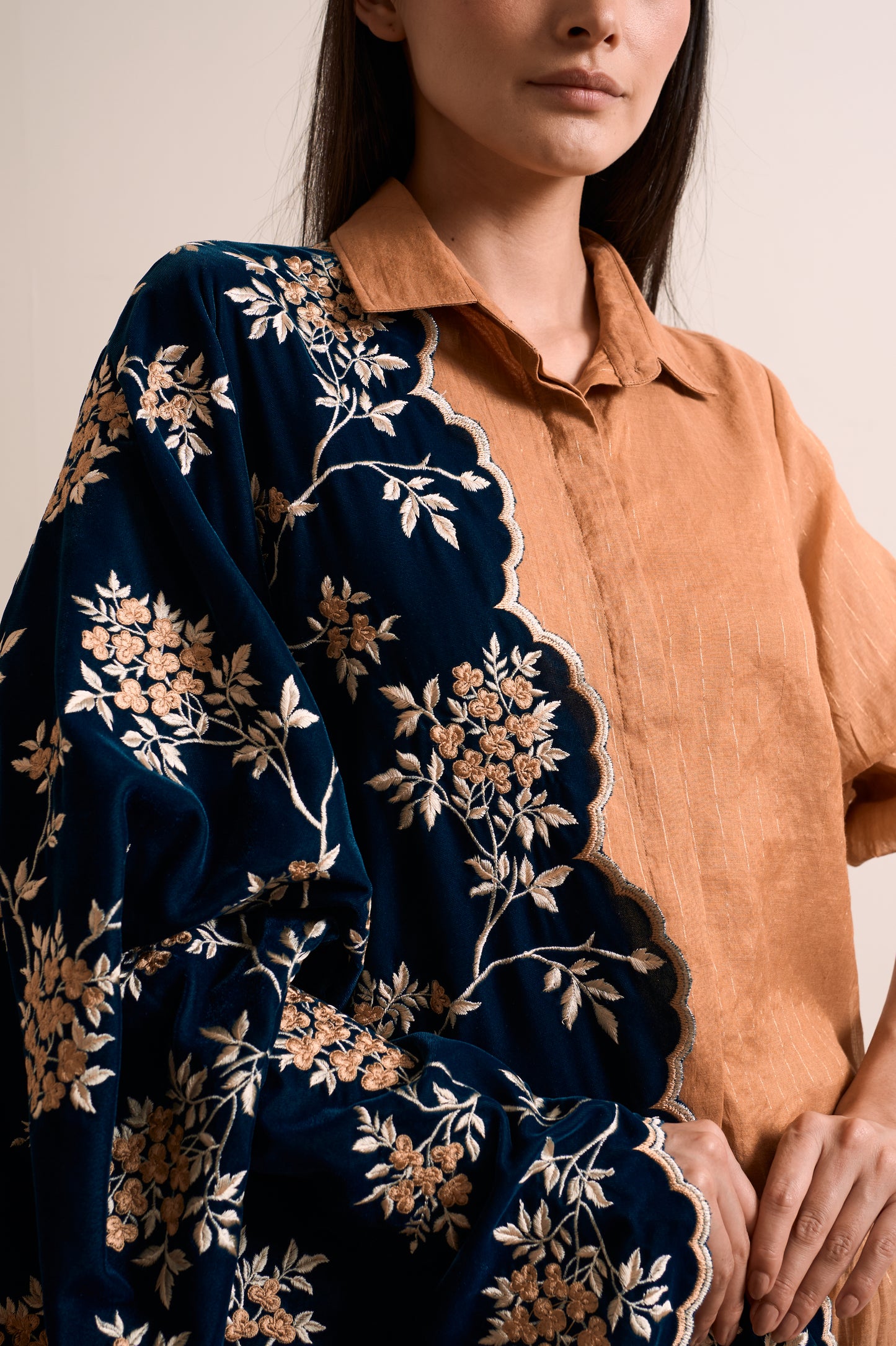 Deep Green Zari Embroidered Stole