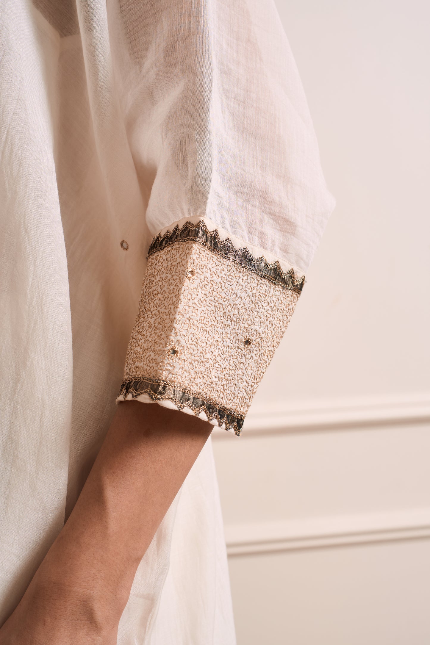Bela Ivory Malmal Kaftan kurta Set