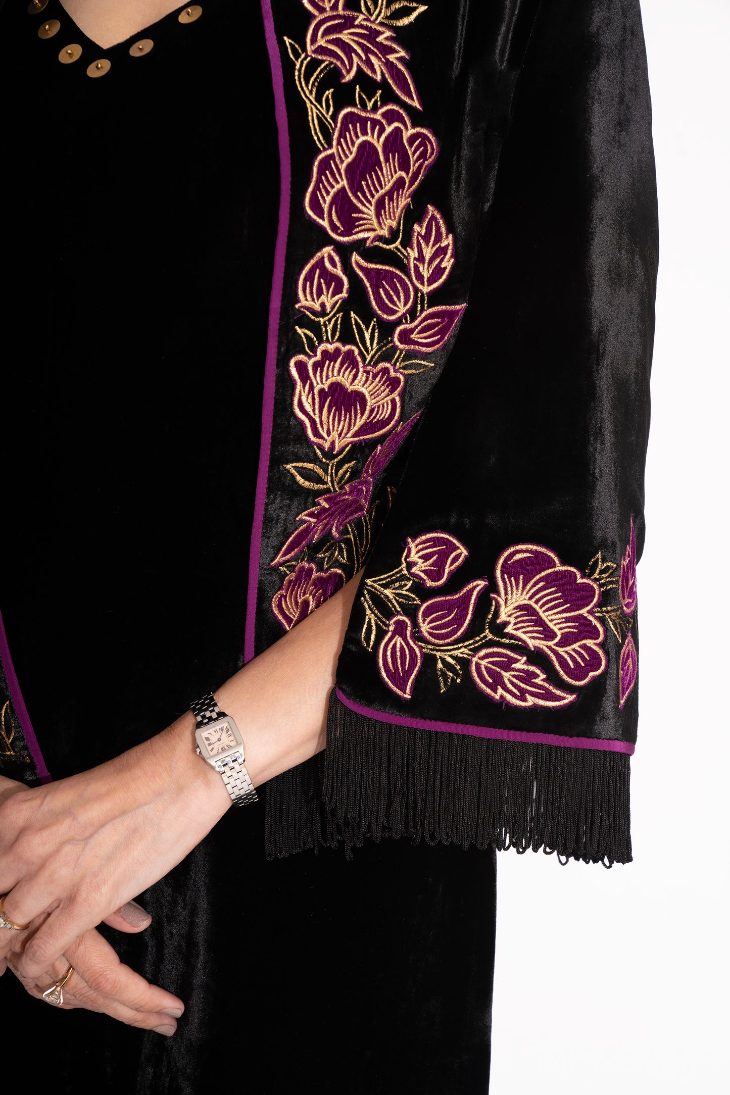 Reversible Black Silk Velvet Applique Jacket