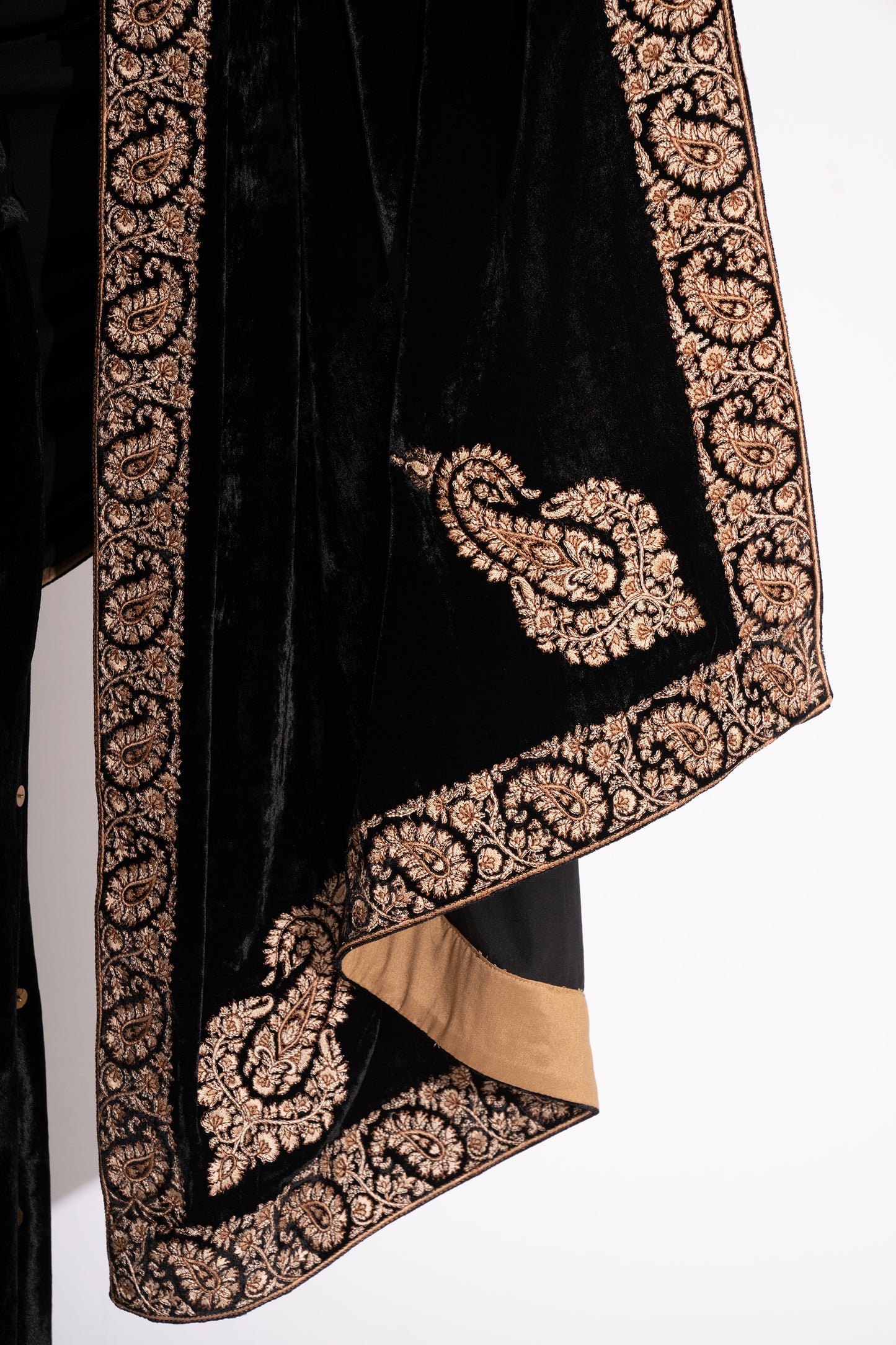 Black Silk Velvet Kashmiri Embroidery Stole