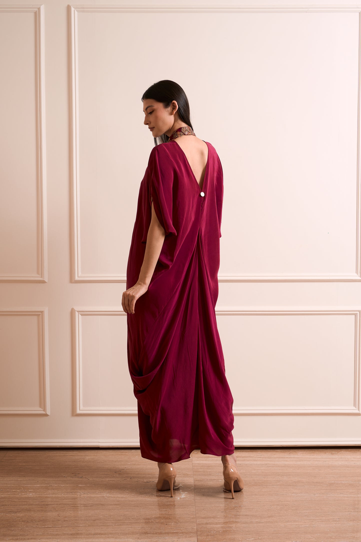 Rajnigandha Wine Kaftan Gown