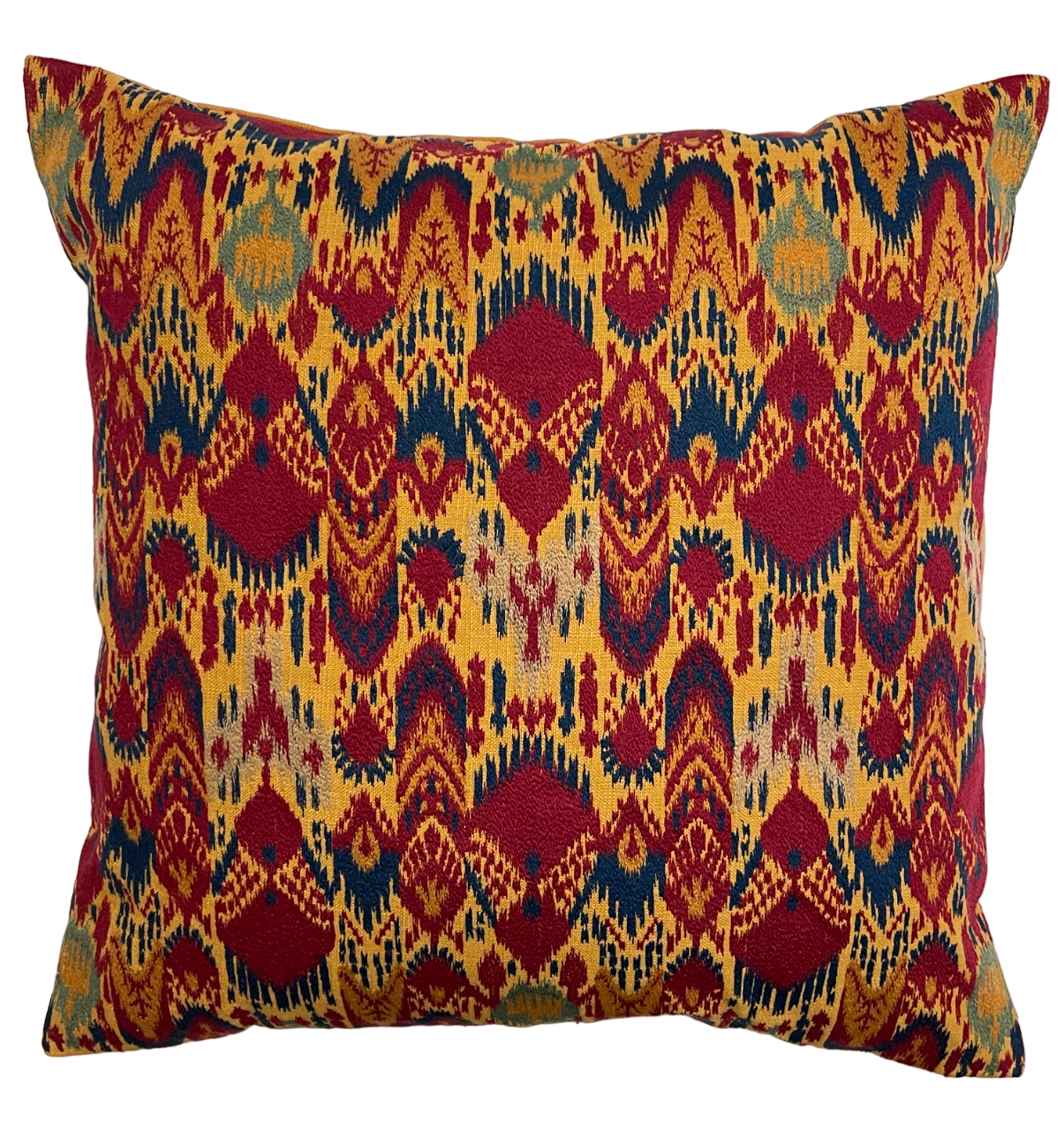 Balangir Ikat Embroidered Mustard Cushion Cover