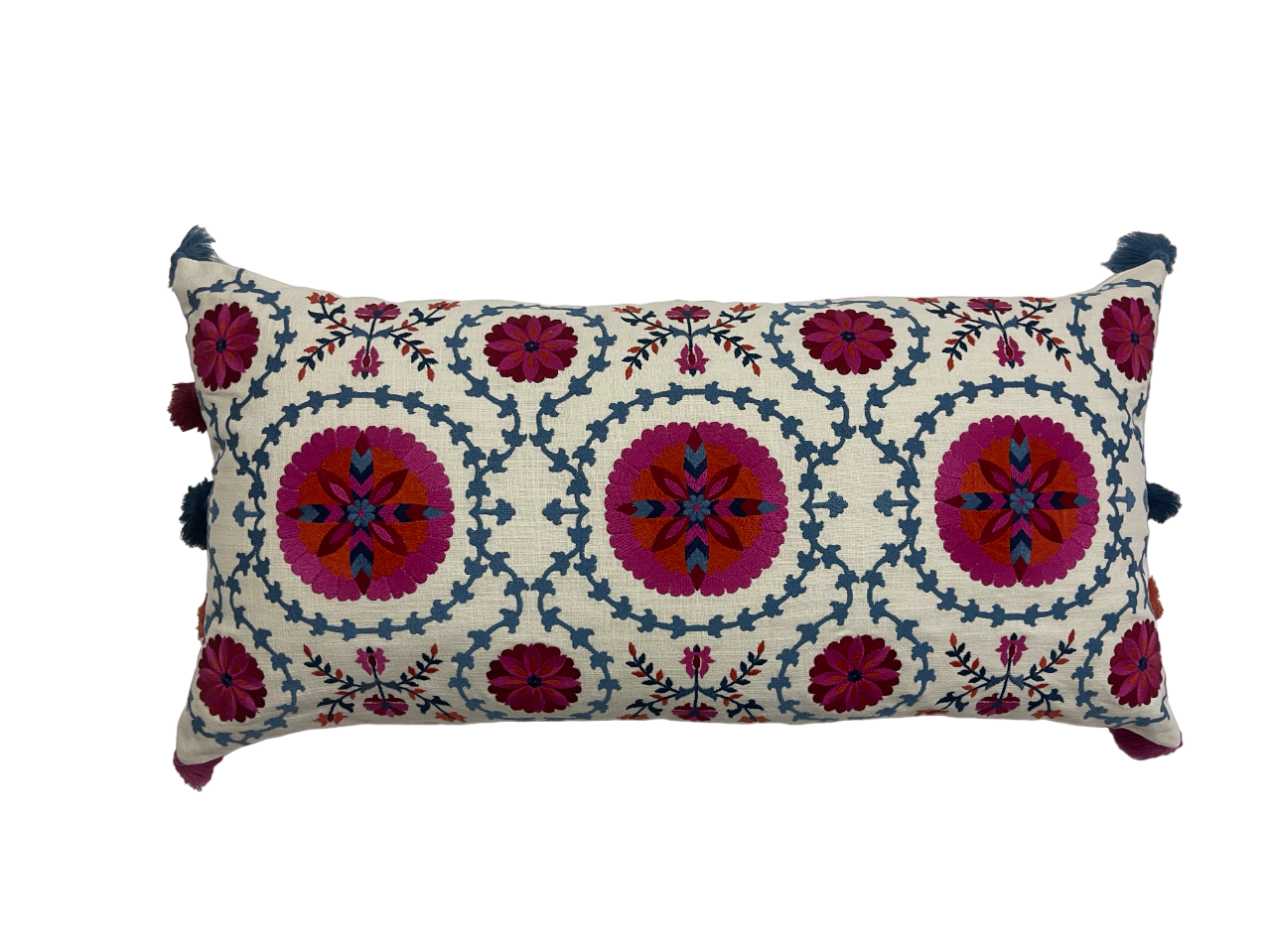 Bukhara Suzani Embroidered Off White Cushion Cover