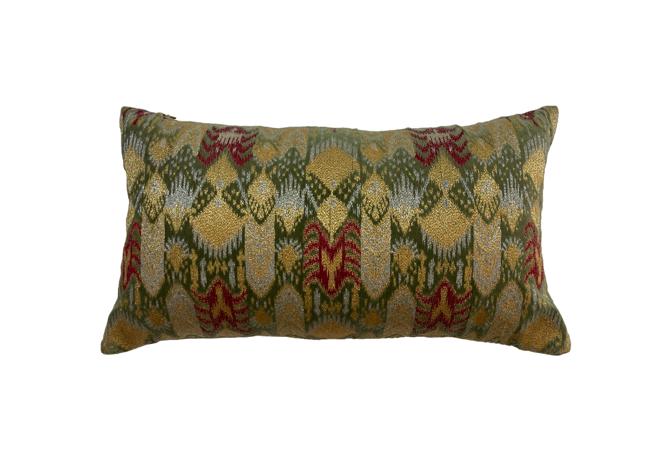 Opulence Ikat Embroidered Sage Green Cushion Cover