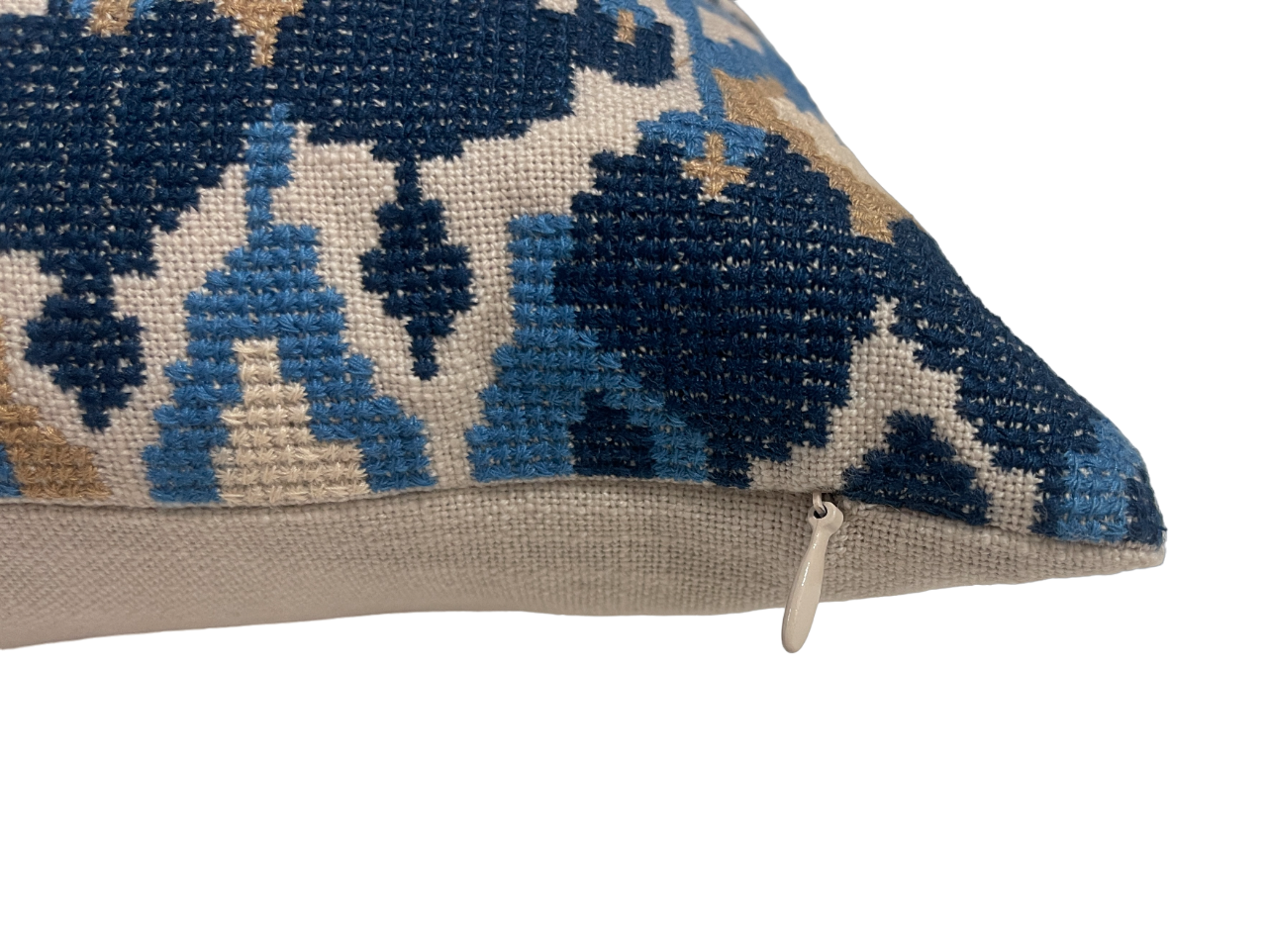 Caspian  Embroidered Blue Cushion Cover