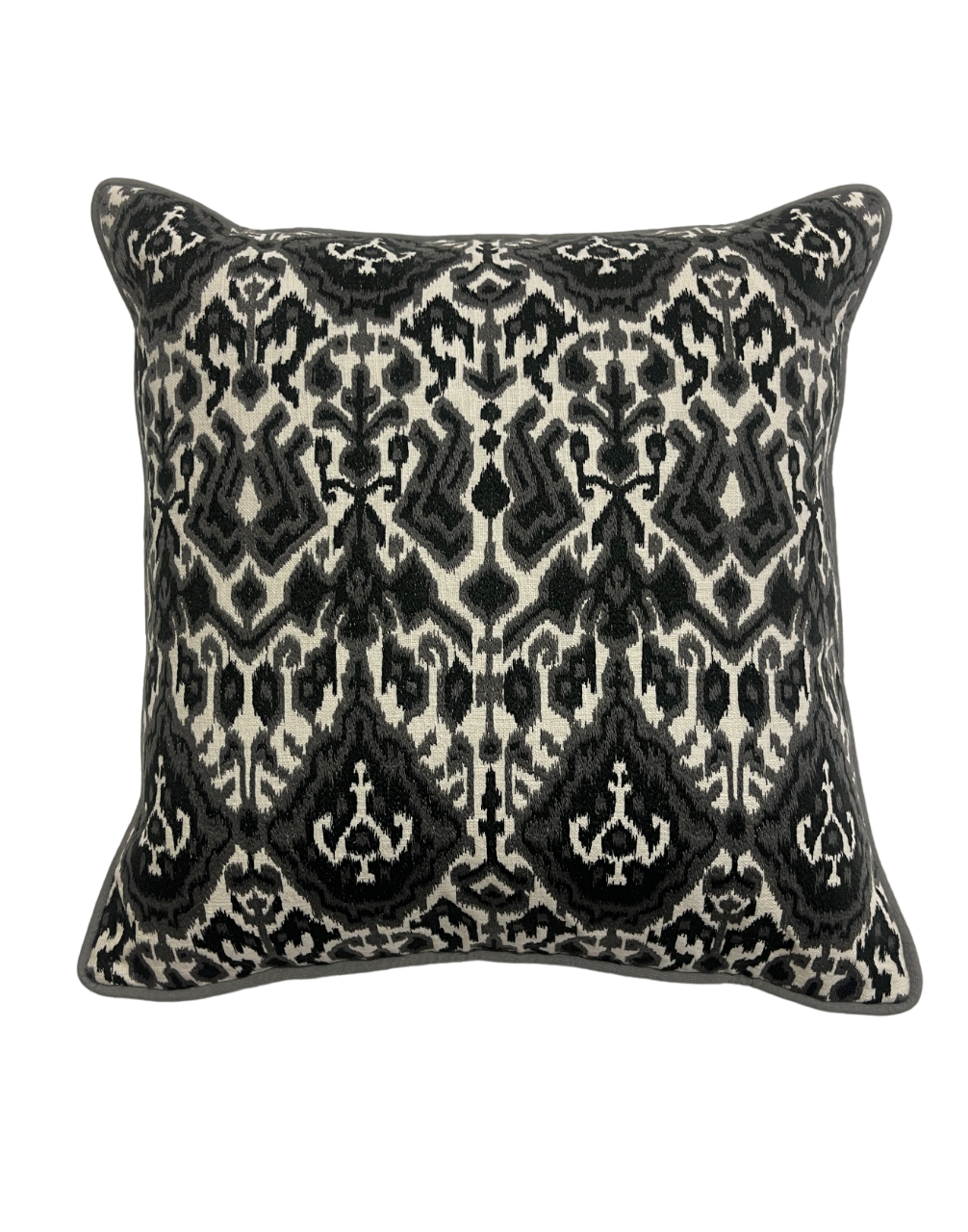 Patan Ikat Embroidered Charcoal Double Sided Cushion Cover