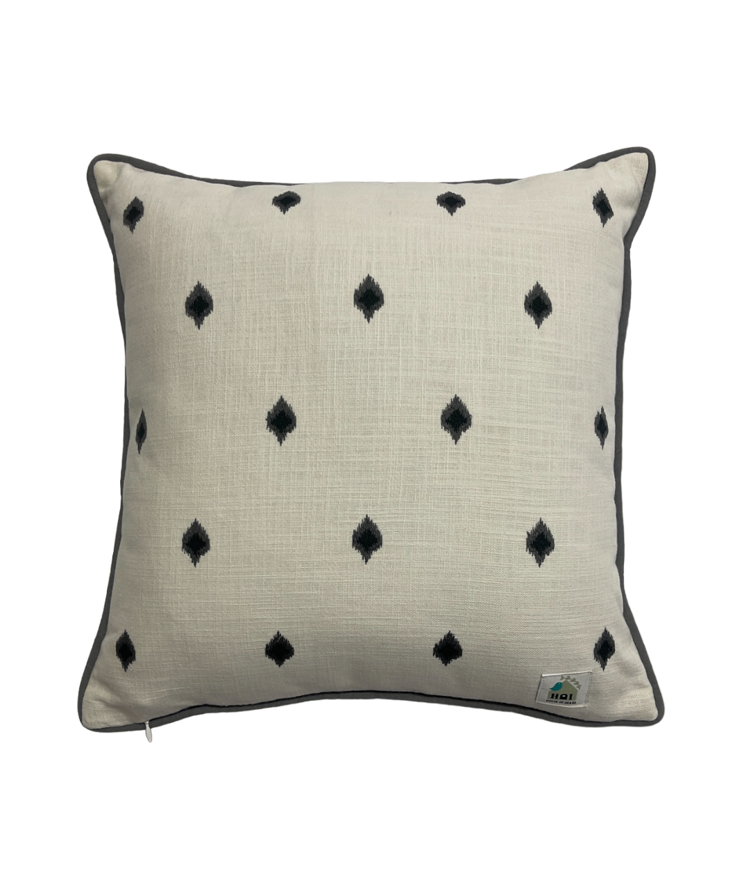 Patan Ikat Embroidered Charcoal Double Sided Cushion Cover