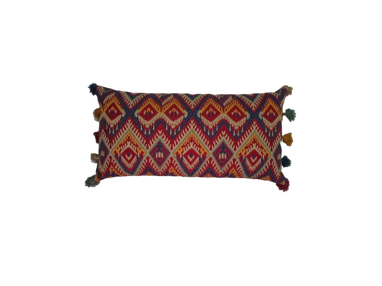Sambhalpur Ikat Embroidered Red Base Cushion Cover