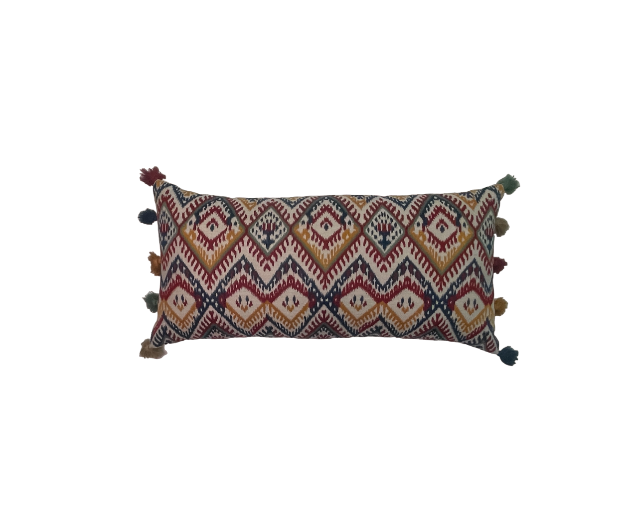 Sambhalpur Ikat Embroidered Grey Base Cushion Cover
