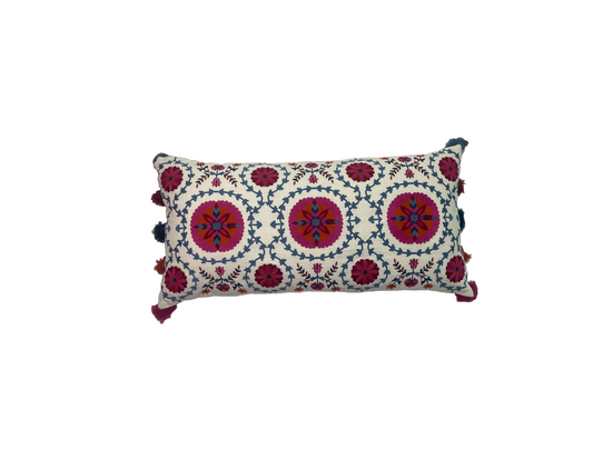 Bukhara Suzani Embroidered Off White Cushion Cover