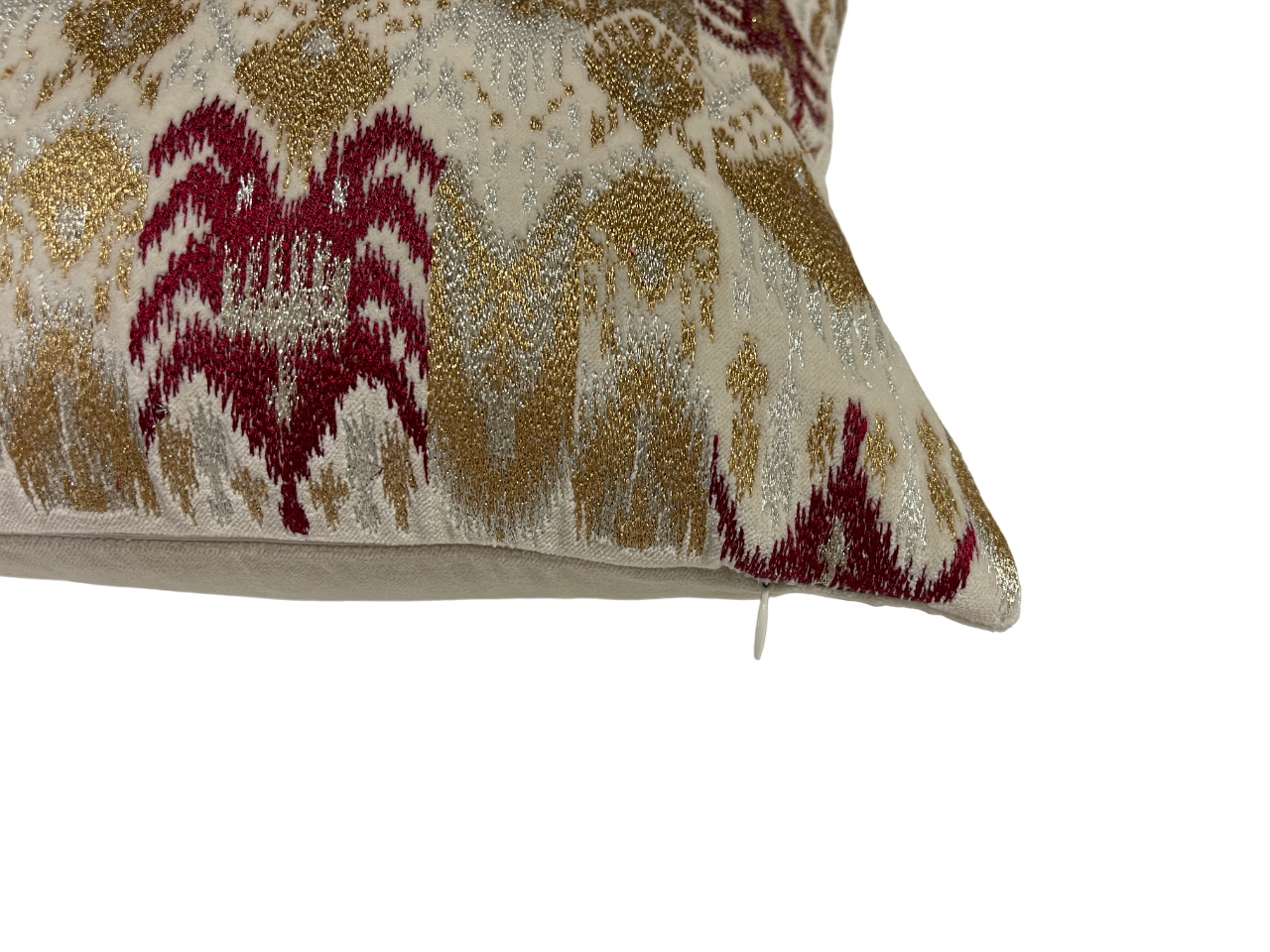 Opulence Ikat Embroidered Off White Cushion Cover