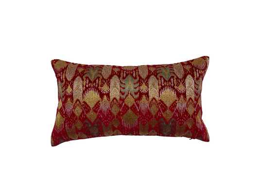 Opulence Ikat Embroidered Red Cushion Cover
