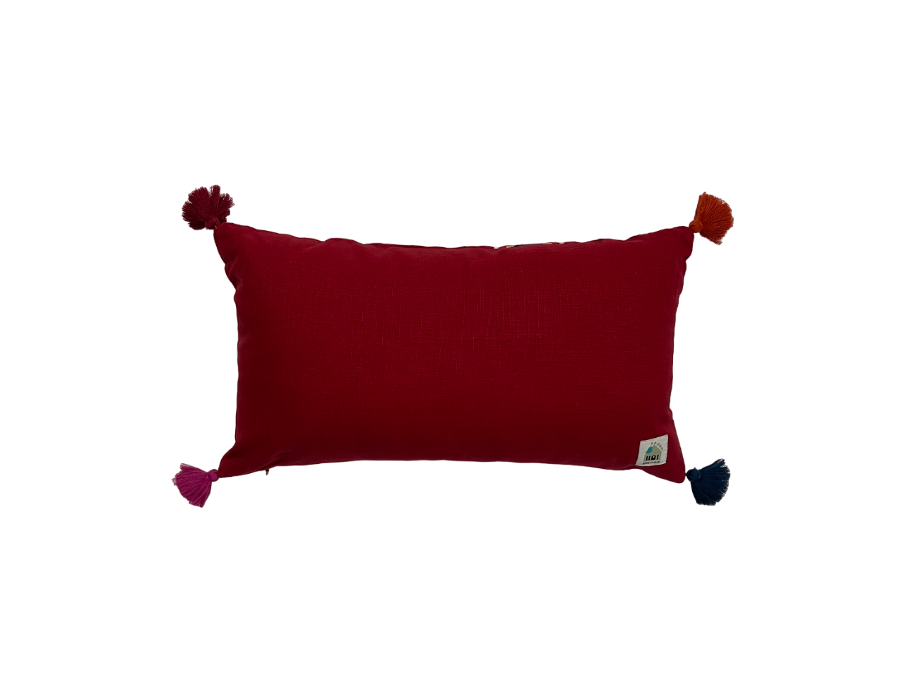 Tashkent Suzani Embroidered Red Cushion Cover with Tassels