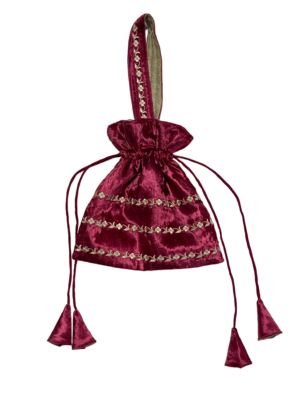 RANI PINK EMBROIDERED POTLI CLUTCH BAG