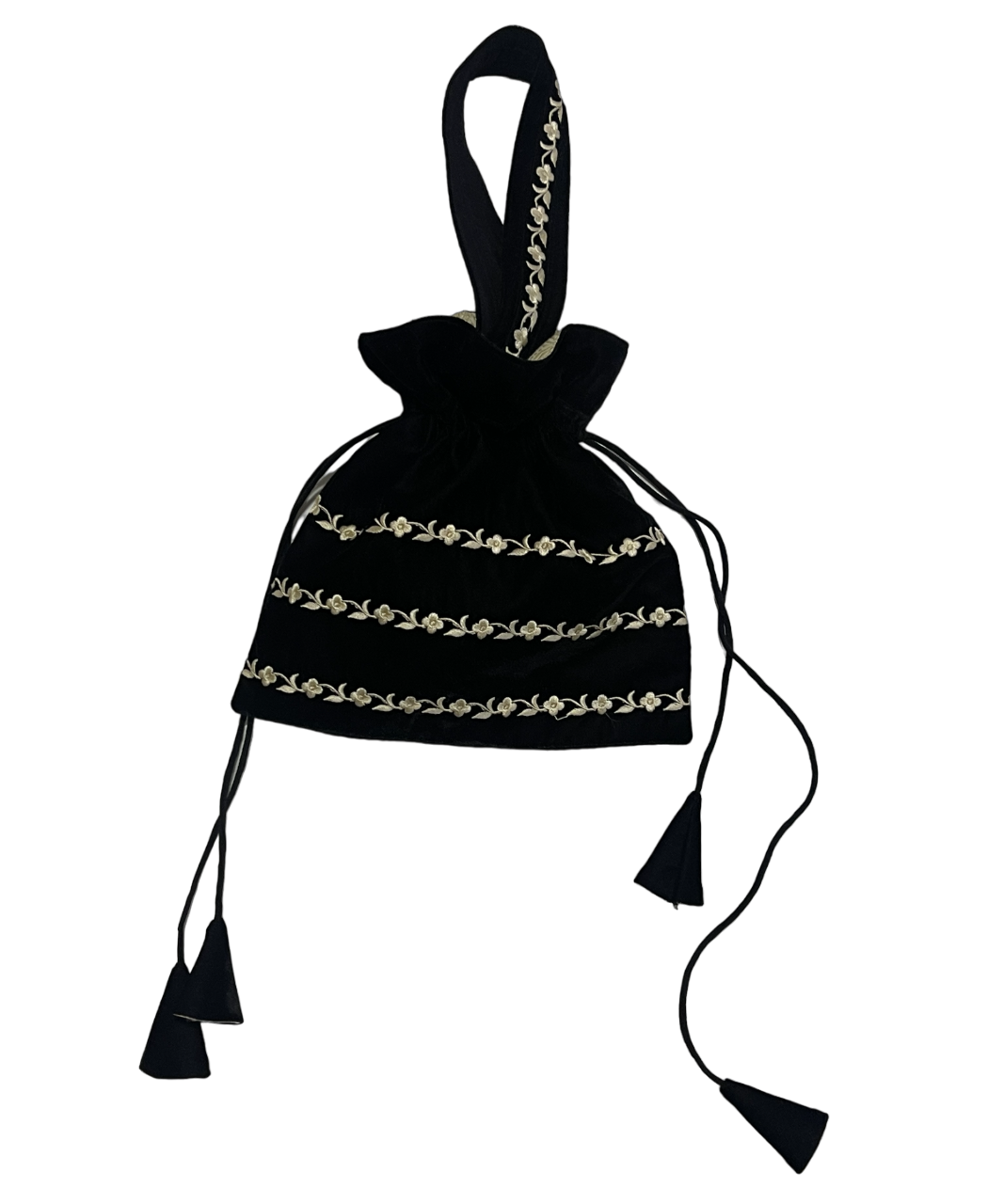 BLACK EMBROIDERED POTLI CLUTCH BAG