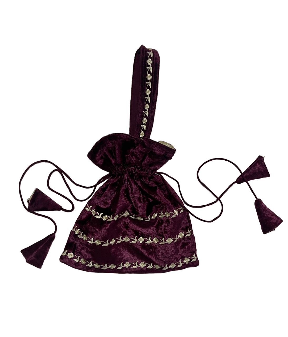 WINE EMBROIDERED POTLI CLUTCH BAG