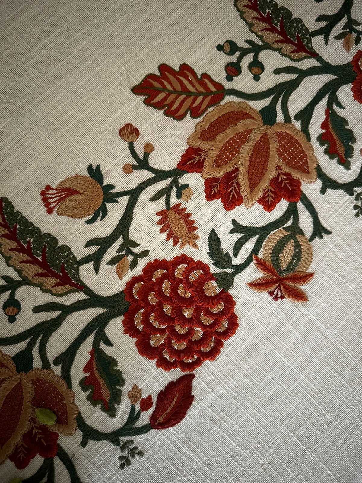 SAND FLORAL RUST EMBROIDERY TABLE RUNNER WITH TASSLES