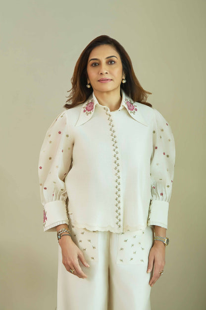 Mehka Chand Tea Rose Pink - Pure Silk Chanderi Coord Set