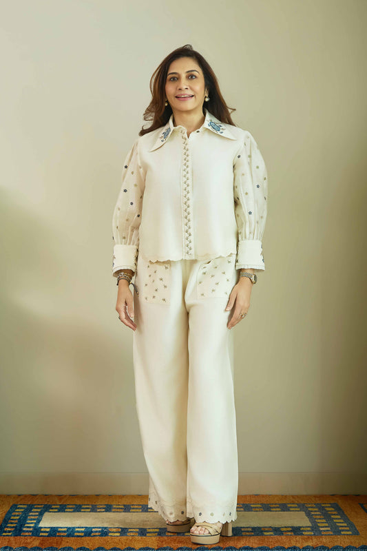 Mehka Chand Powder Blue - Pure Silk Chanderi Coord Set