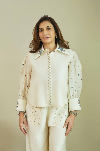 Mehka Chand Powder Blue - Pure Silk Chanderi Coord Set